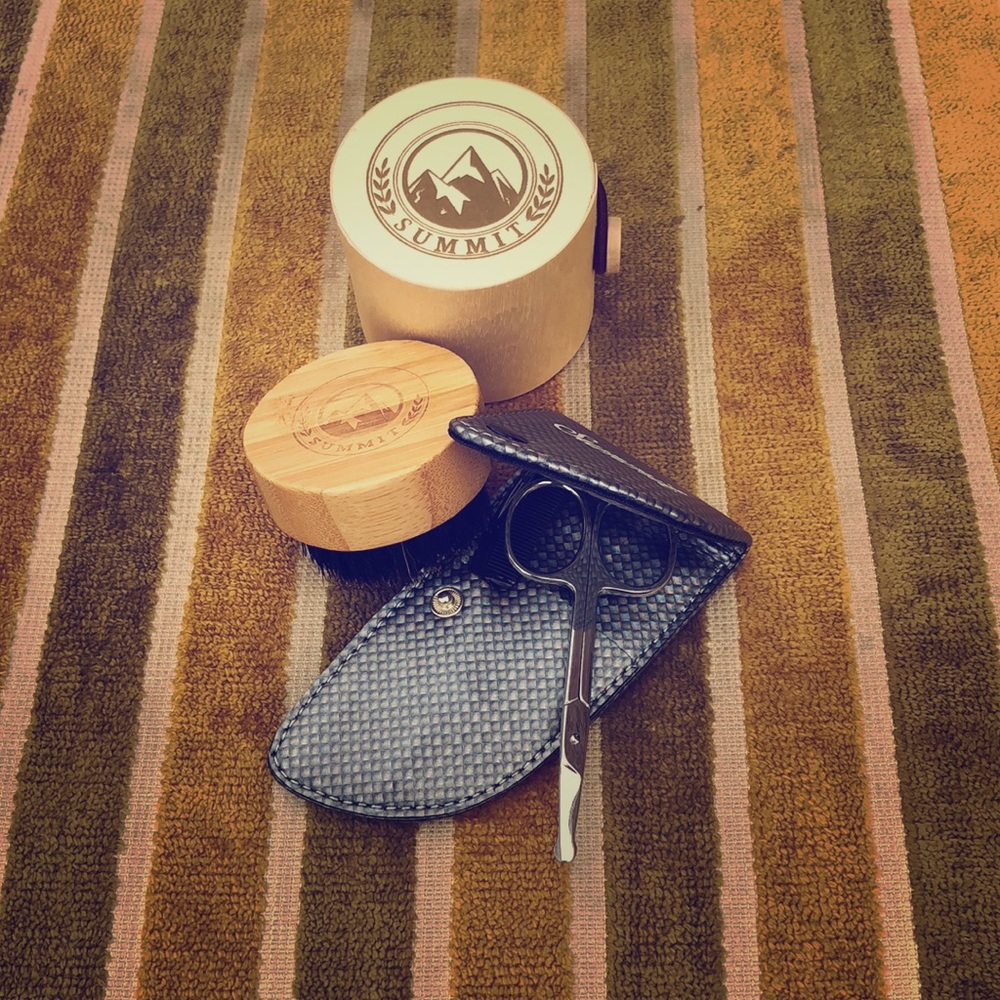 Beard brush and grooming set